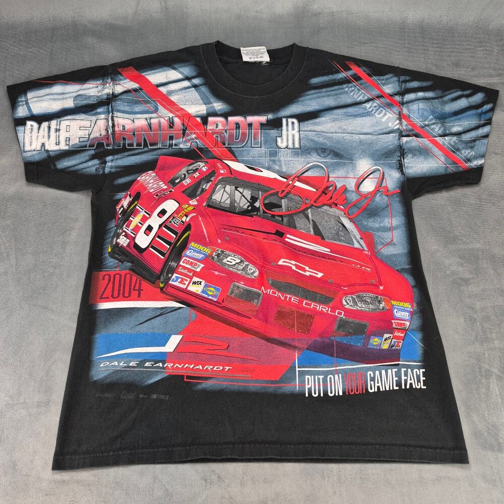 Dale Earnhardt Jr Shirt All Over Print HUGE Men’s M Put On Your Game Face Black